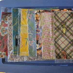 Lot of 8 Vintage Artfaire Flat Sheets Gift Wrapping Paper Floral Golfer Read